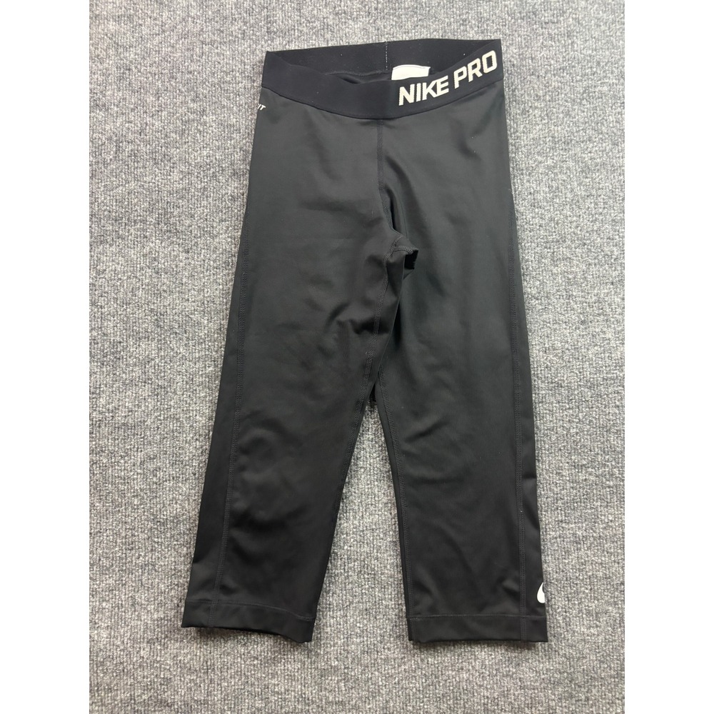 Nike Pro‎ Leggings Womens XS Black Dri-FIT Cropped Compression Athletic Pants